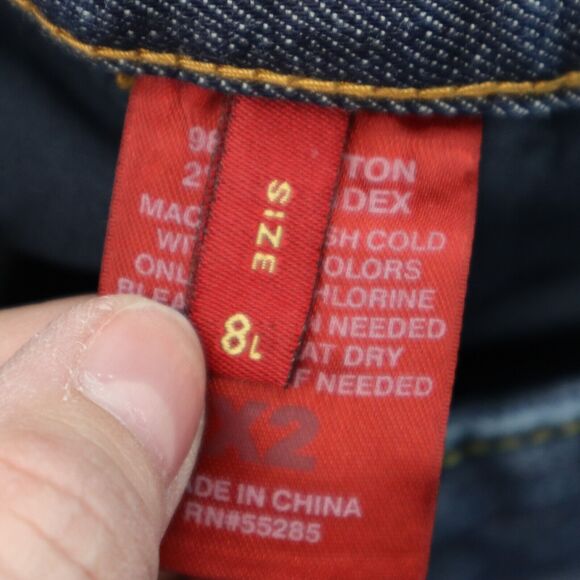 X2 Pants Womens 8L Blue Bootcut Low Rise Button Zip Raw Wash Quality Denim Jeans - Picture 16 of 16